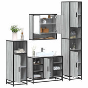 4 pcs Conjunto móveis casa de banho madeira proc. cinza sonoma