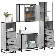 4 pcs Conjunto móveis casa de banho madeira proc. cinza sonoma
