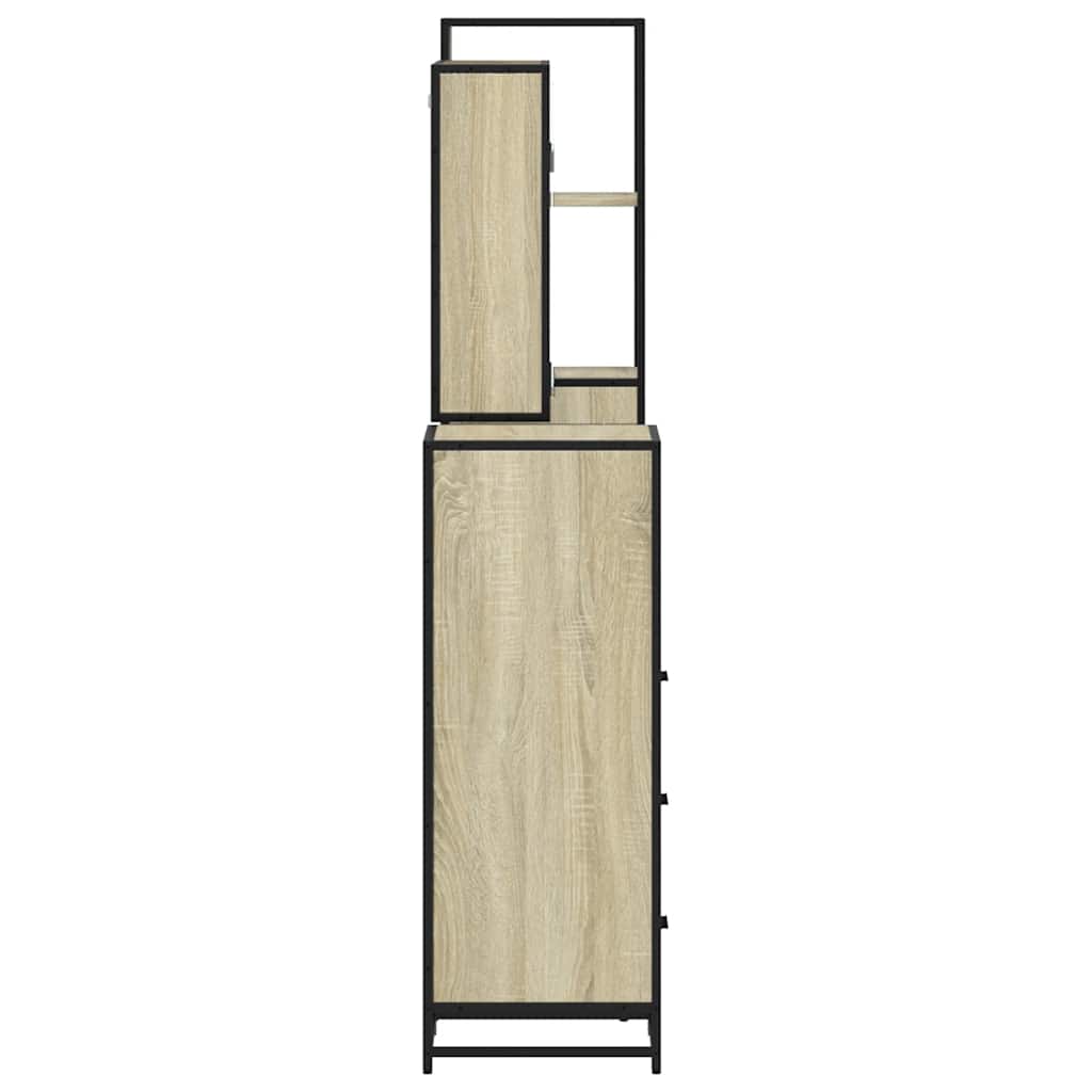 4 pcs conj. móveis casa banho derivados madeira carvalho sonoma