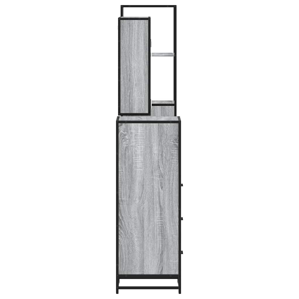 4 pcs Conjunto móveis casa de banho madeira proc. cinza sonoma