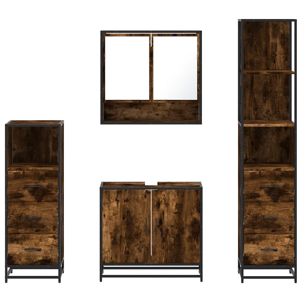 4pcs conjunto de móveis WC derivados de madeira carvalho fumado