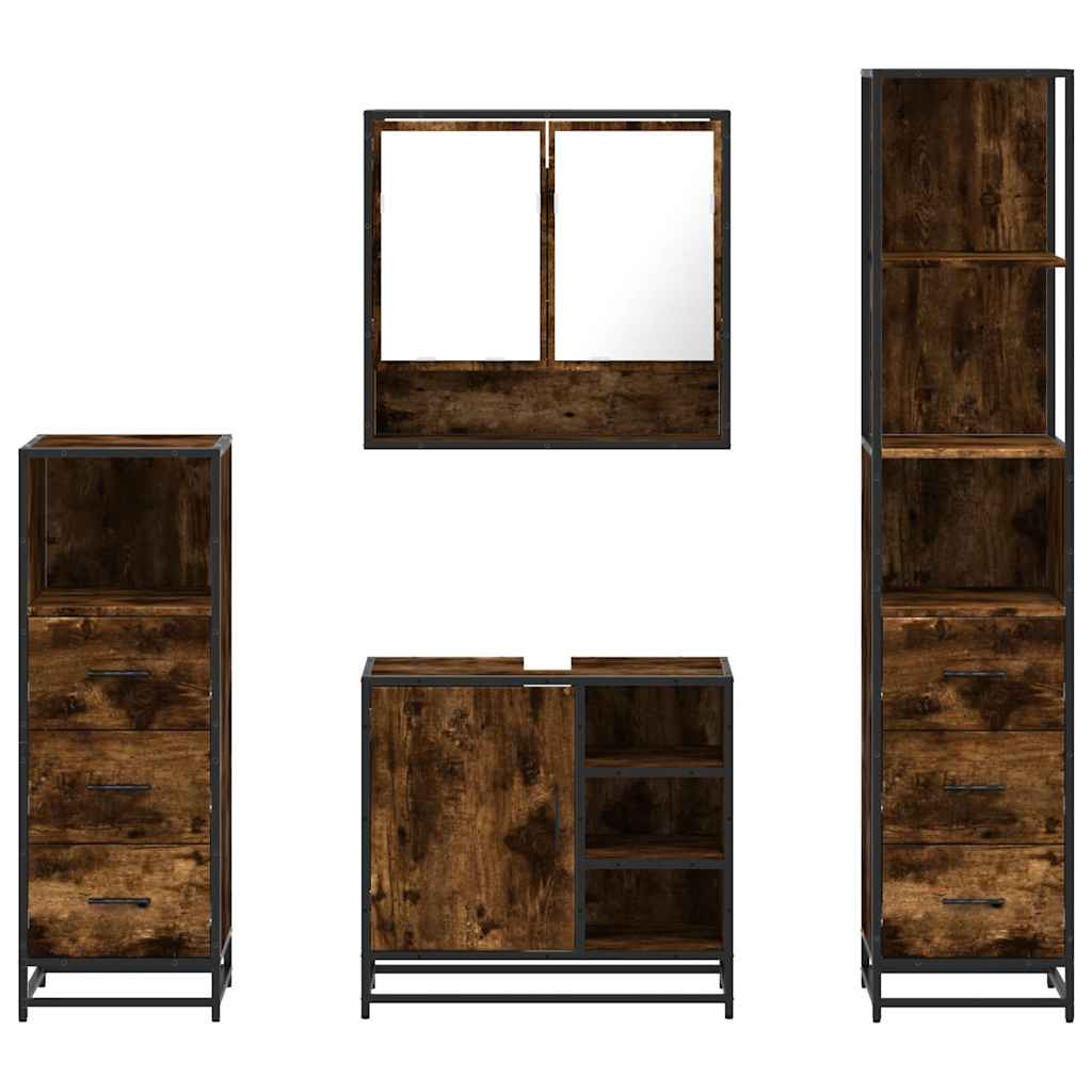 4pcs conjunto de móveis WC derivados de madeira carvalho fumado