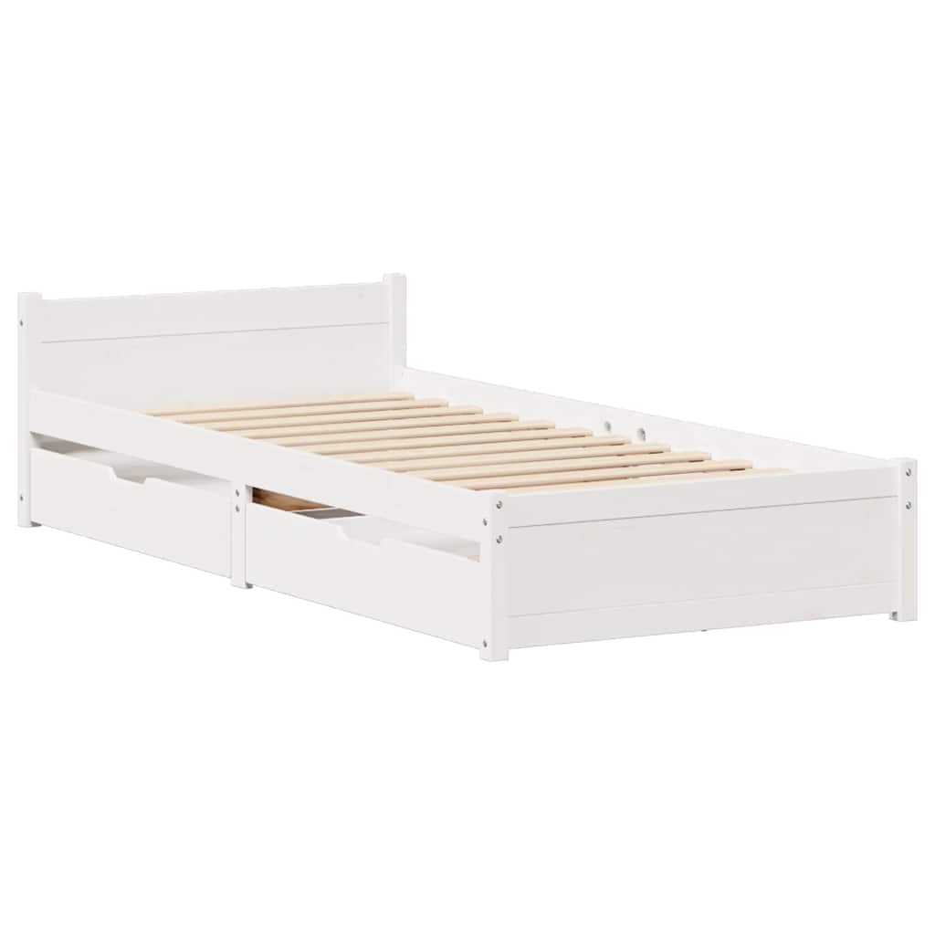 Cama sem colchão 75x190 cm madeira de pinho maciça branco