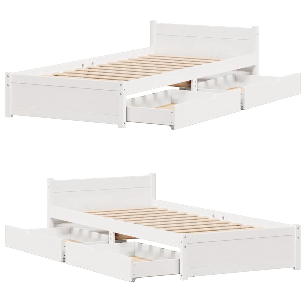 Cama sem colchão 75x190 cm madeira de pinho maciça branco