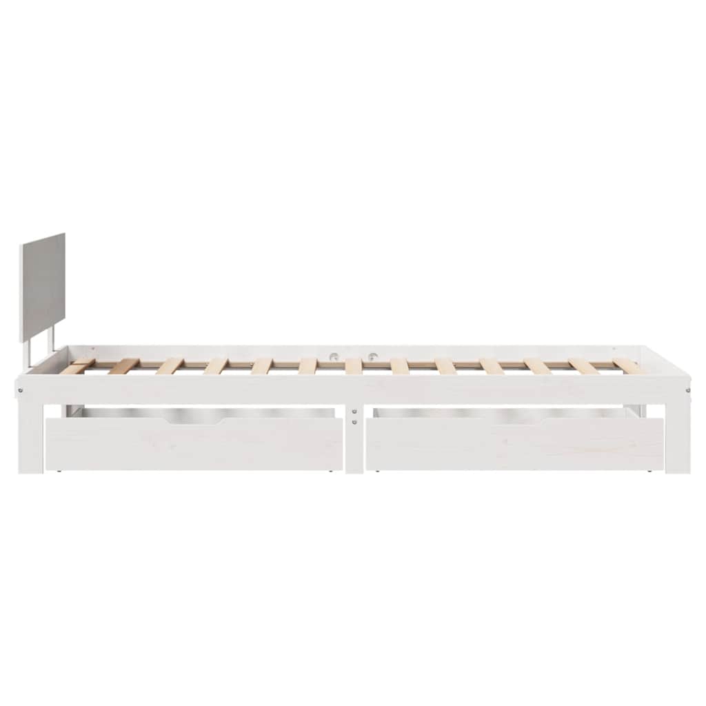 Estrutura de cama com gavetas 75x190 cm pinho maciço branco