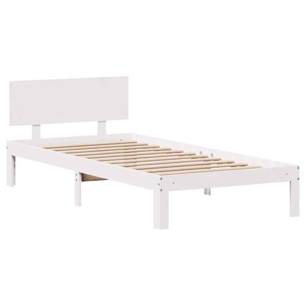 Estrutura de cama com gavetas 75x190 cm pinho maciço branco