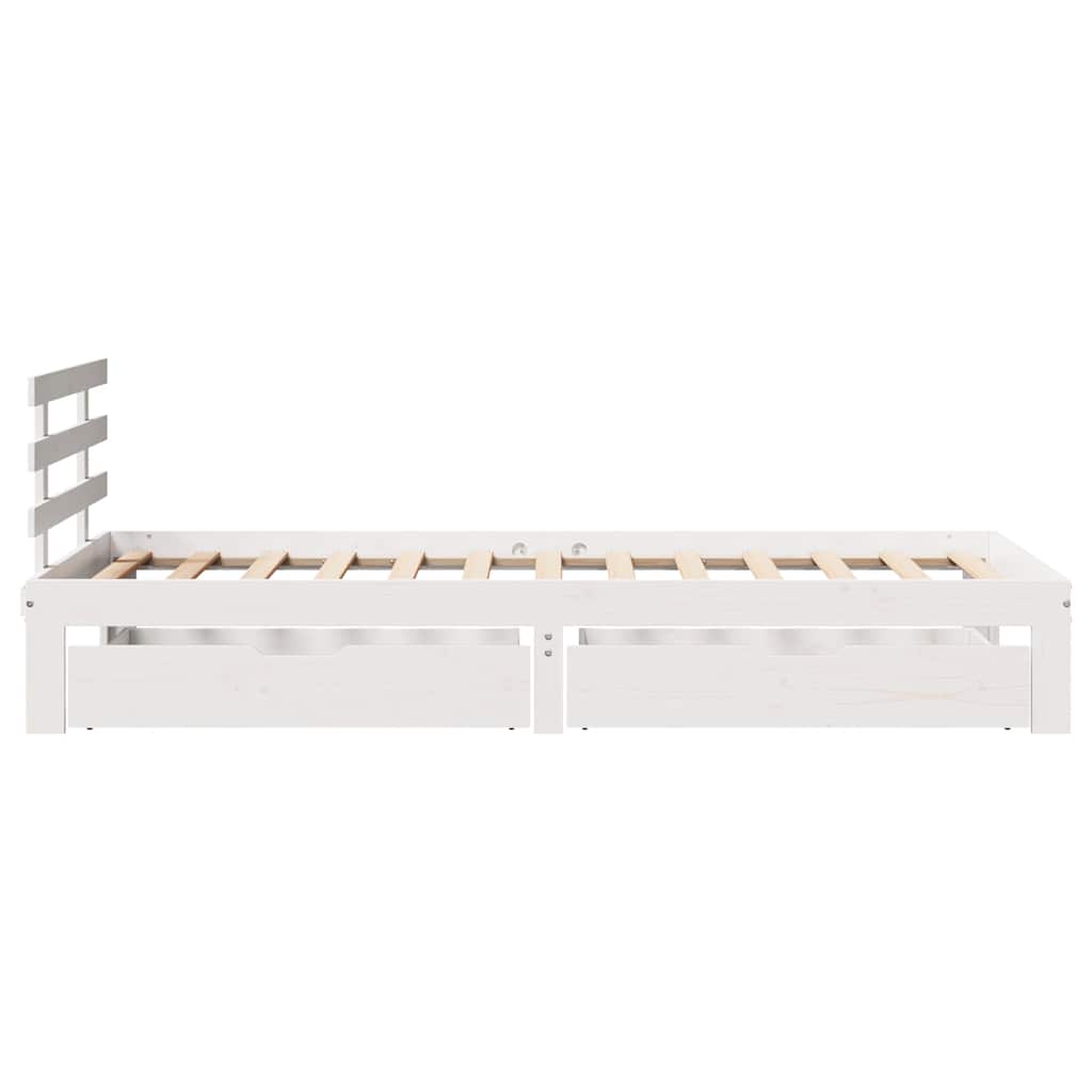 Estrutura de cama com gavetas 75x190 cm pinho maciço branco