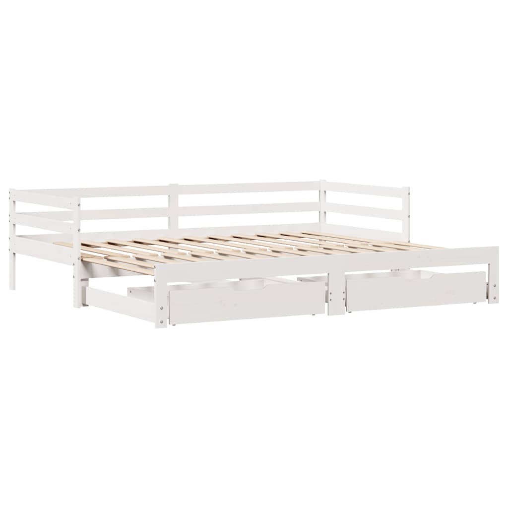 Sofá-cama c/ gavetas 90x200cm madeira de pinho maciça branco