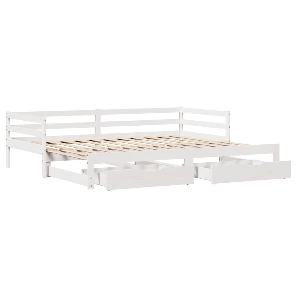 Sofá-cama c/ gavetas 90x200cm madeira de pinho maciça branco