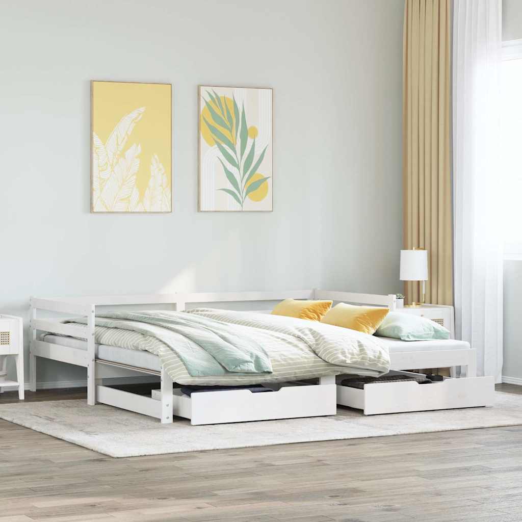 Sofá-cama com gavetão e gavetas sem colchão 80x200 cm branco