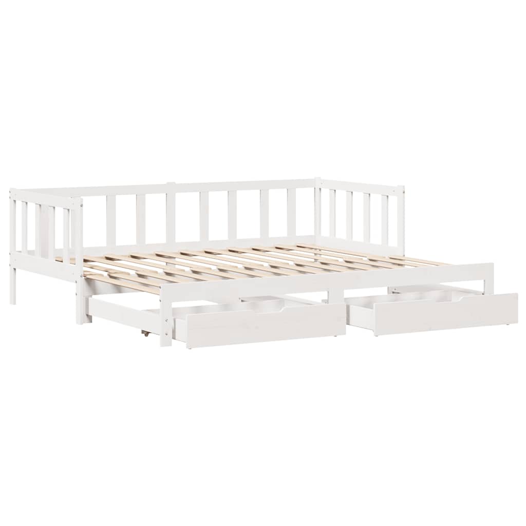 Sofá-cama com gavetão e gavetas sem colchão 90x200 cm branco