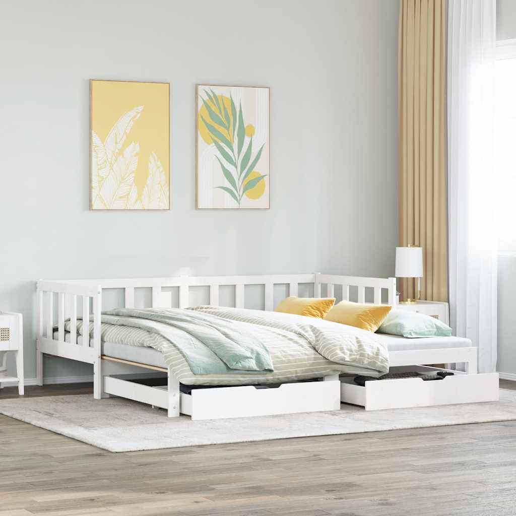Sofá-cama com gavetão e gavetas sem colchão 80x200 cm branco