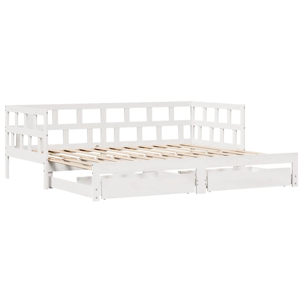 Sofá-cama com gavetão e gavetas sem colchão 90x200 cm branco