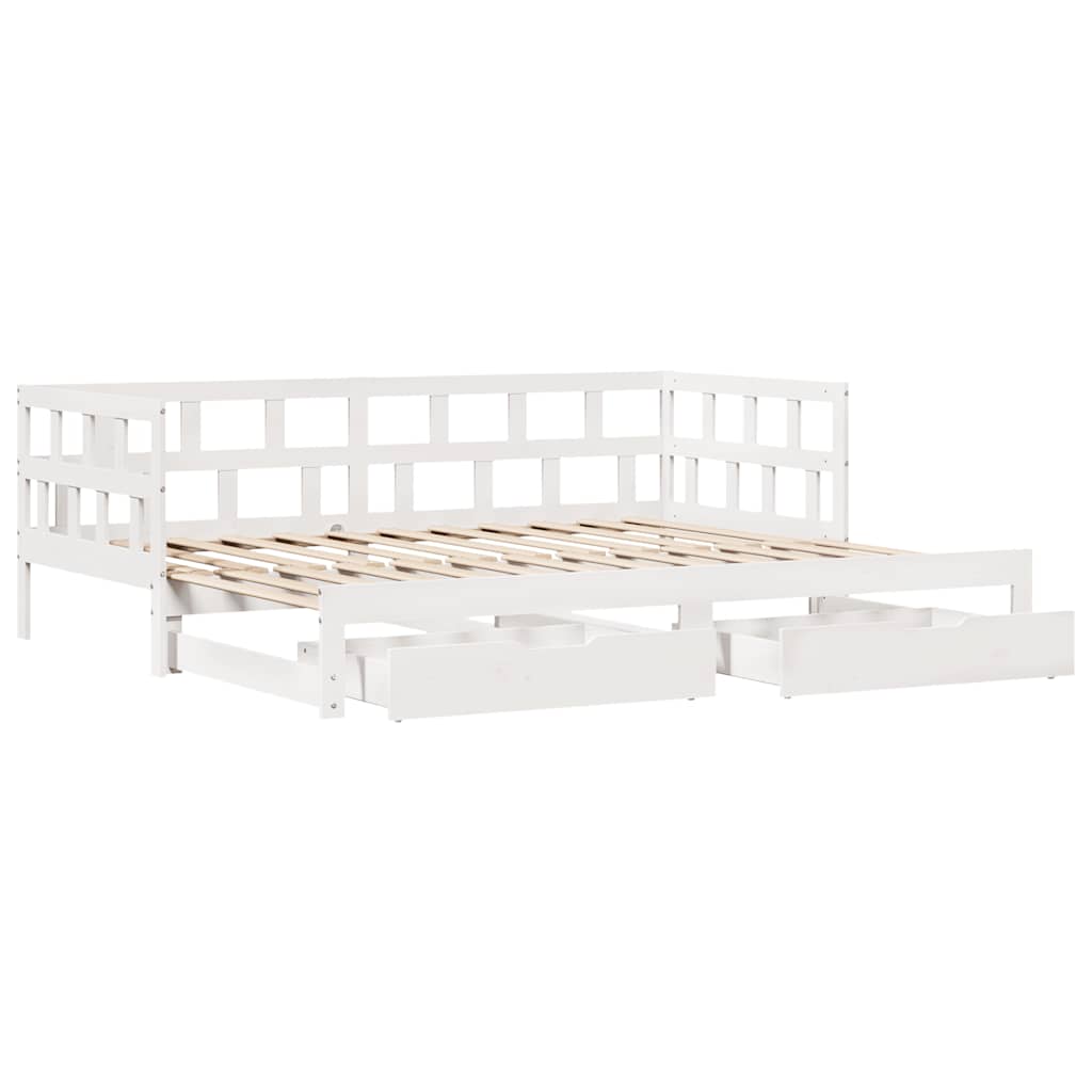 Sofá-cama com gavetão e gavetas sem colchão 90x200 cm branco