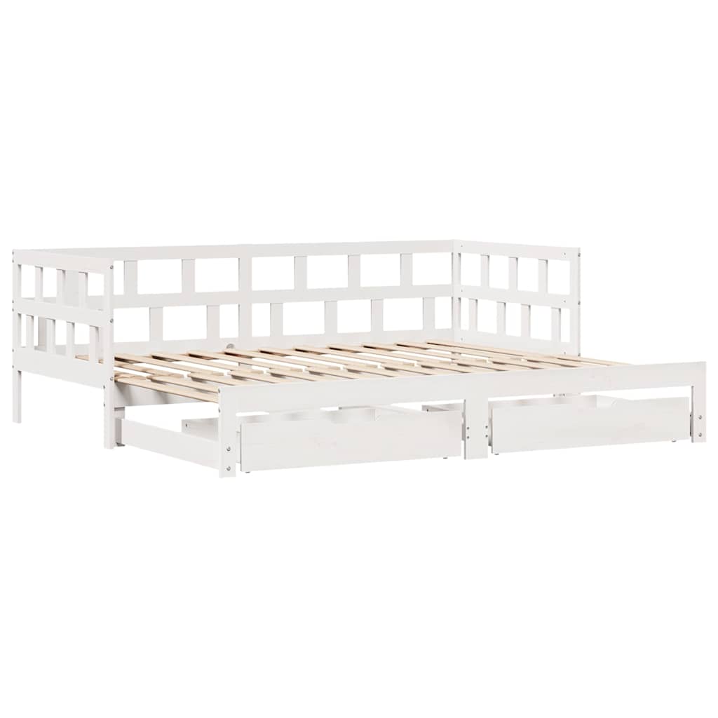 Sofá-cama com gavetão e gavetas sem colchão 90x200 cm branco