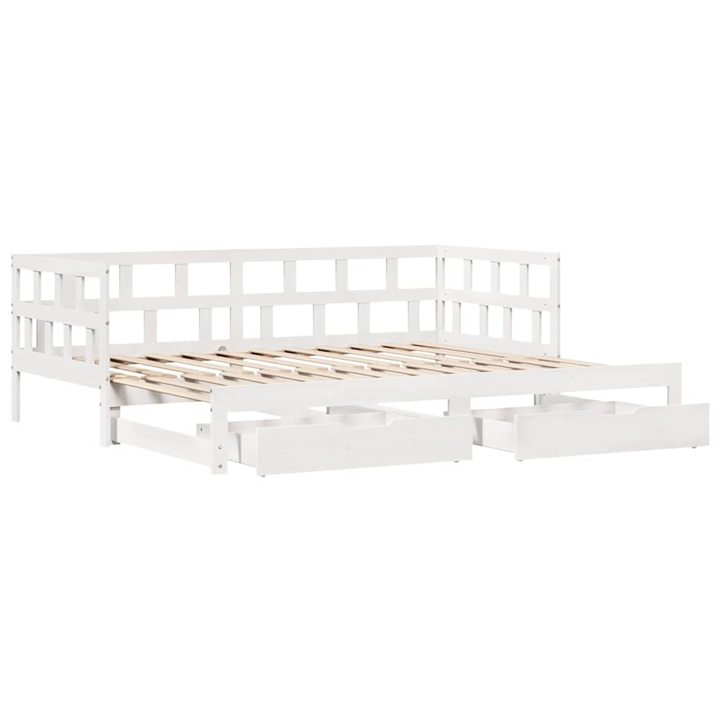 Sofá-cama com gavetão e gavetas sem colchão 90x200 cm branco