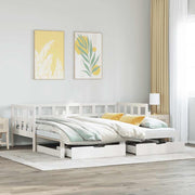 Sofá-cama com gavetão e gavetas sem colchão 90x200 cm branco
