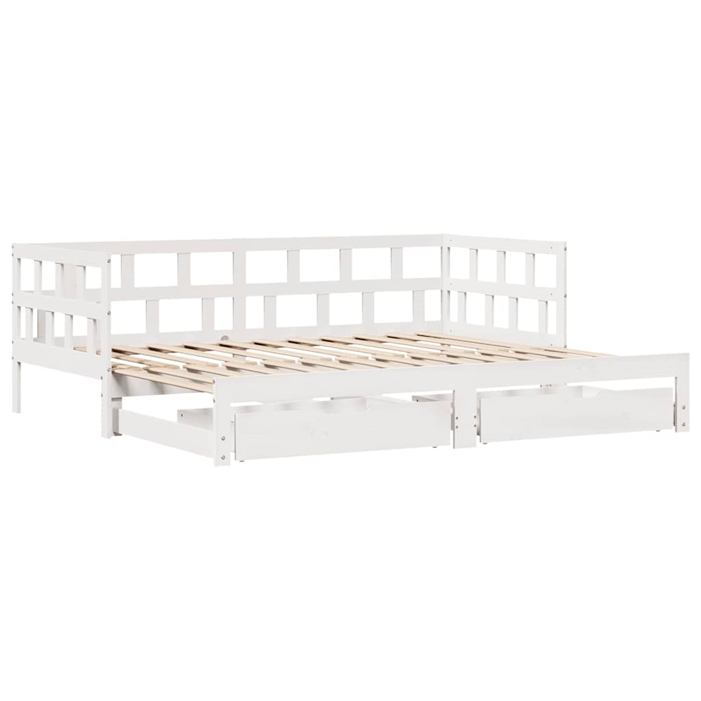 Sofá-cama com gavetão e gavetas sem colchão 80x200 cm branco