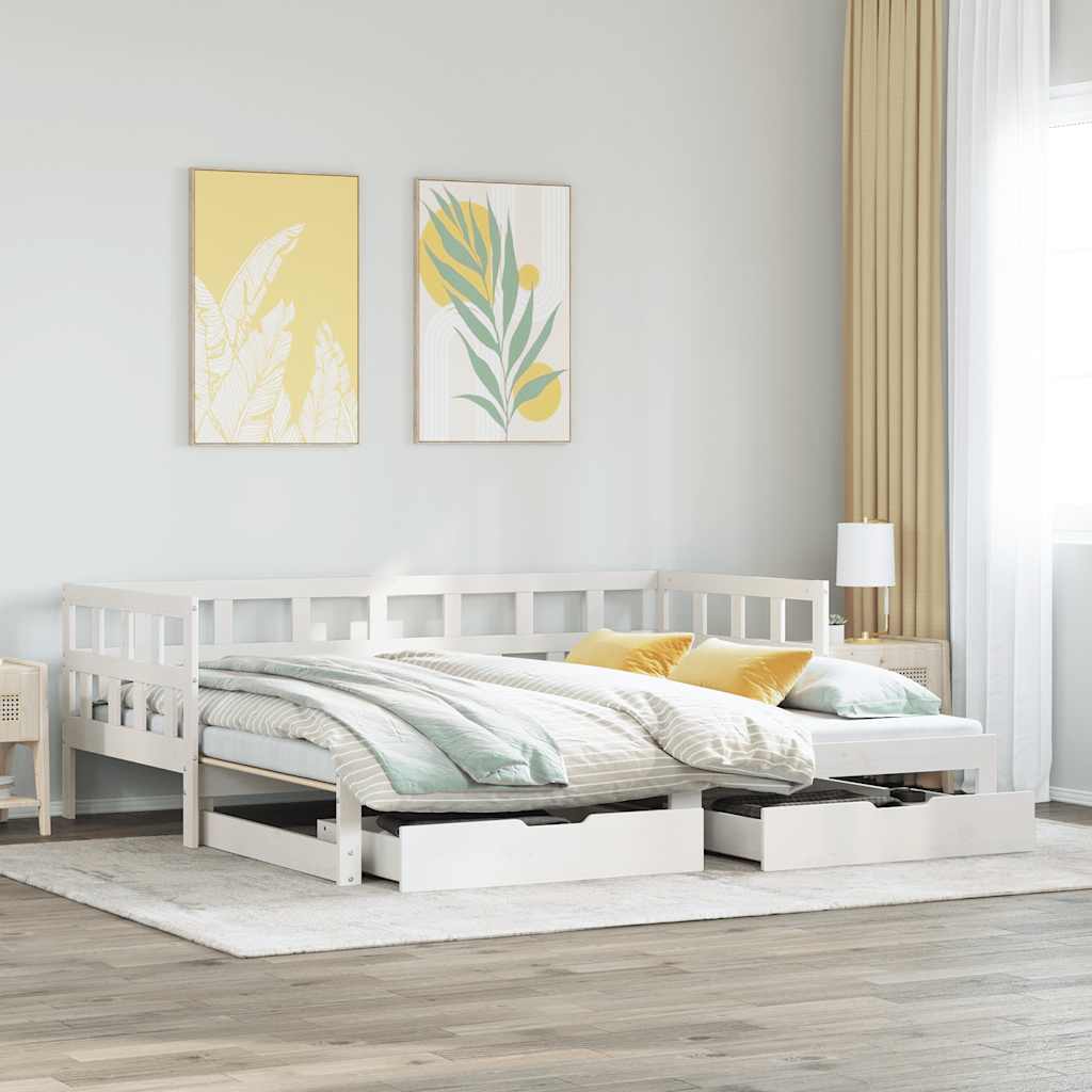 Sofá-cama com gavetão e gavetas sem colchão 80x200 cm branco