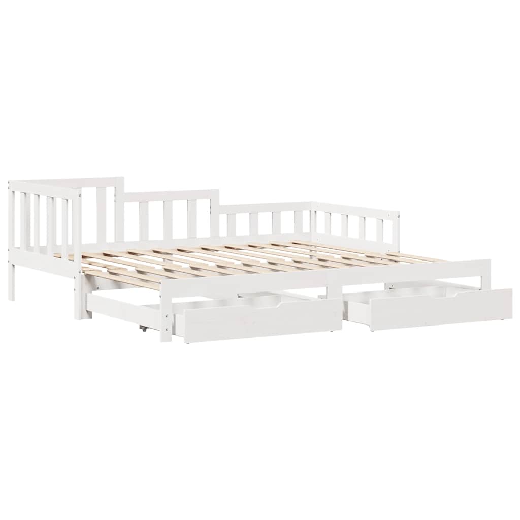 Sofá-cama com gavetão e gavetas sem colchão 90x200 cm branco