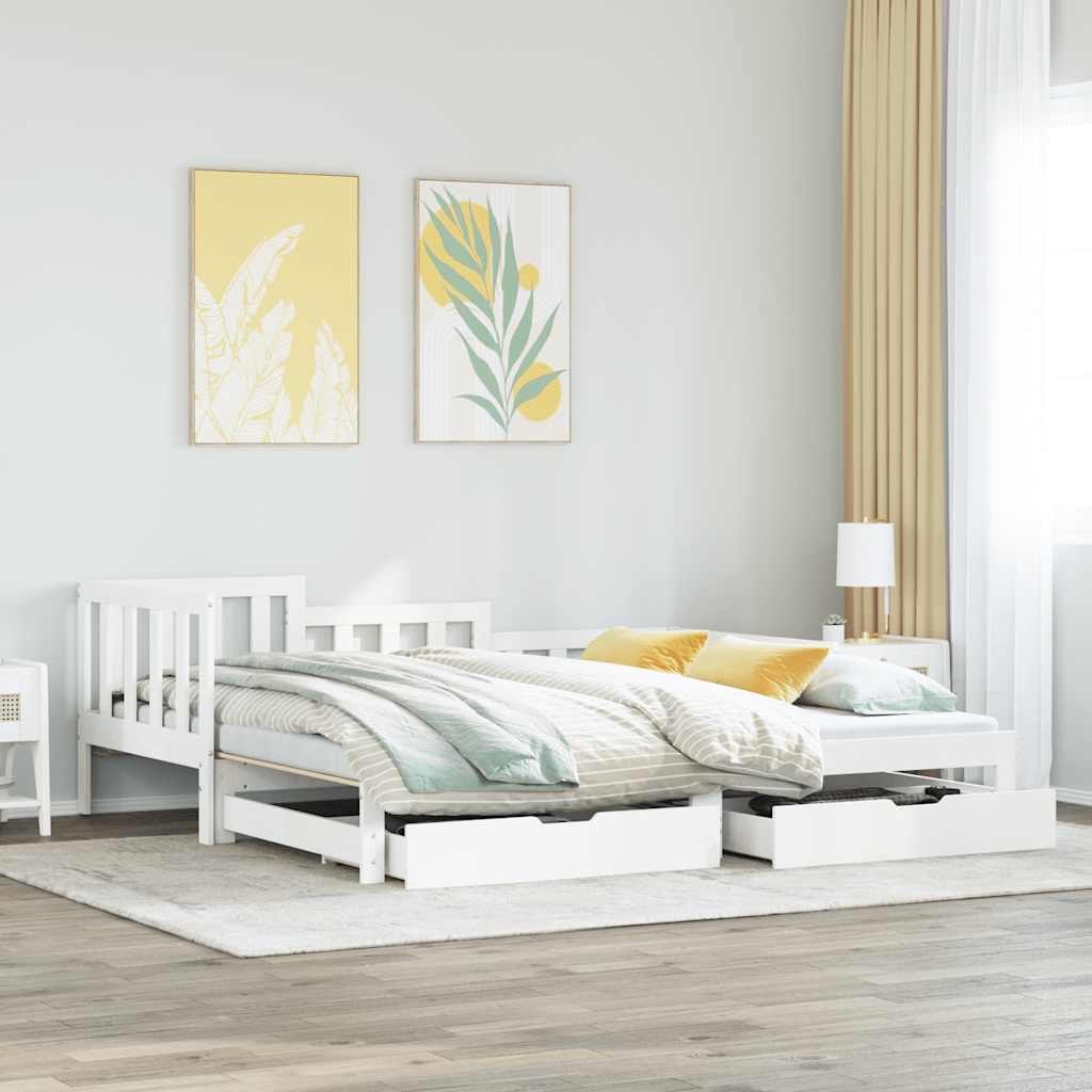 Sofá-cama com gavetão e gavetas sem colchão 90x200 cm branco