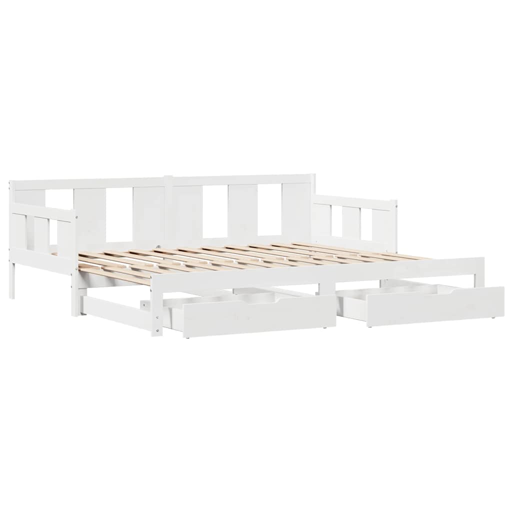 Sofá-cama com gavetão e gavetas sem colchão 90x200 cm branco