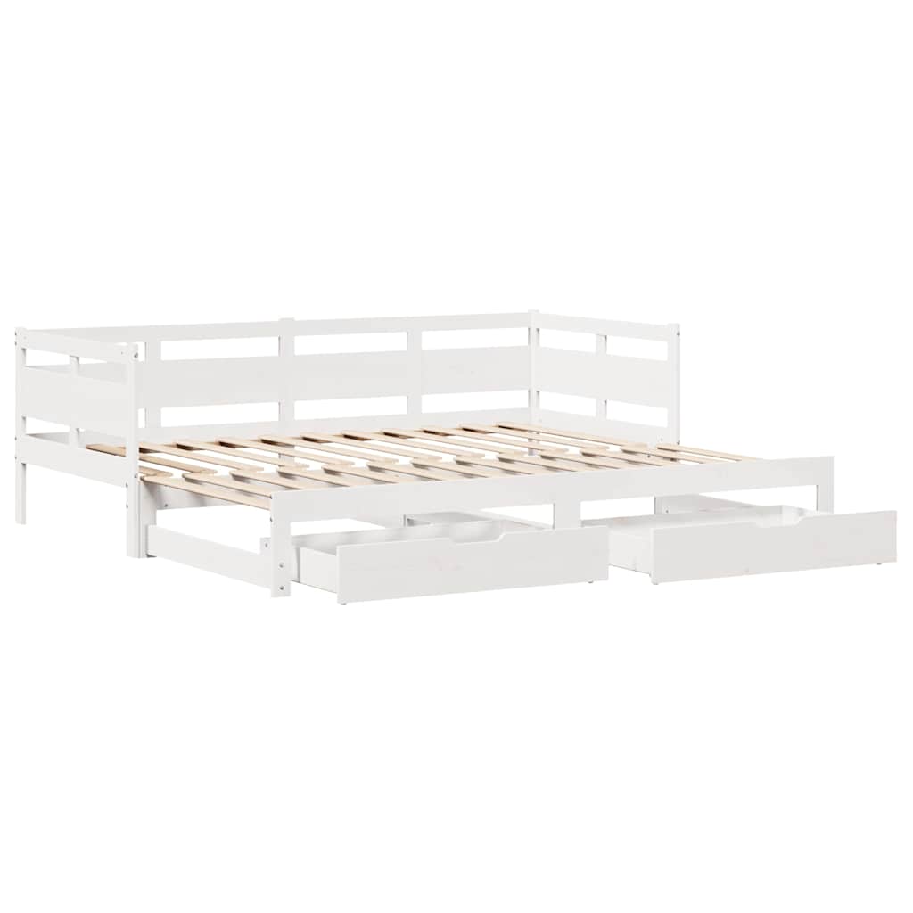 Sofá-cama com gavetão e gavetas sem colchão 90x200 cm branco