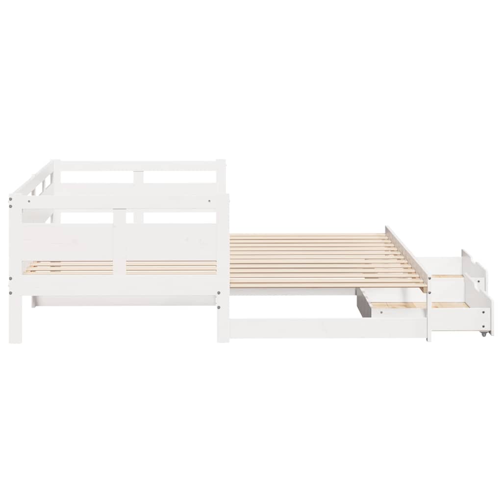 Sofá-cama com gavetão e gavetas sem colchão 90x200 cm branco
