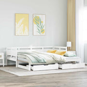 Sofá-cama com gavetão e gavetas sem colchão 80x200 cm branco