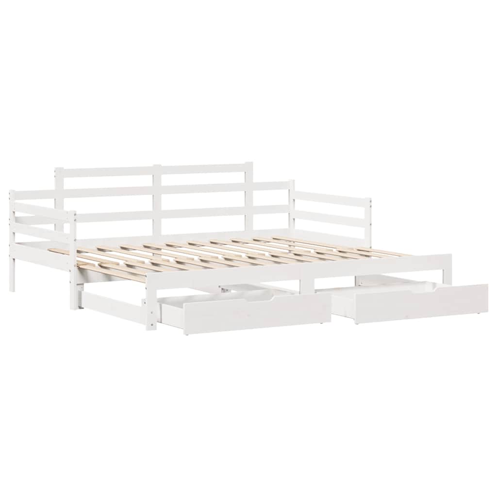 Sofá-cama com gavetão e gavetas sem colchão 90x200 cm branco