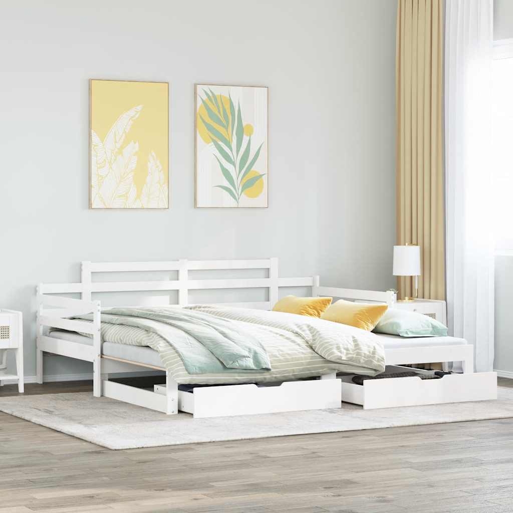 Sofá-cama com gavetão e gavetas sem colchão 90x200 cm branco