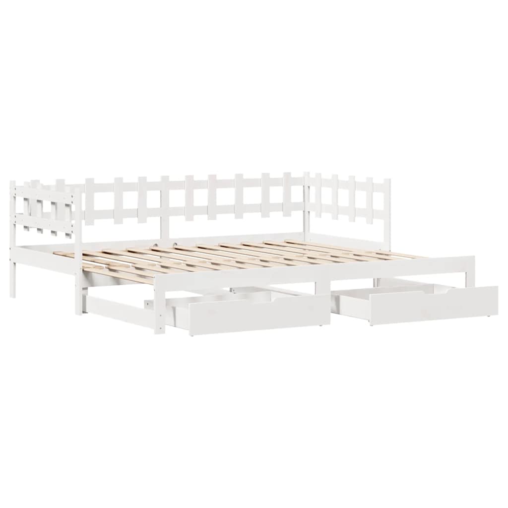 Sofá-cama com gavetão e gavetas sem colchão 80x200 cm branco