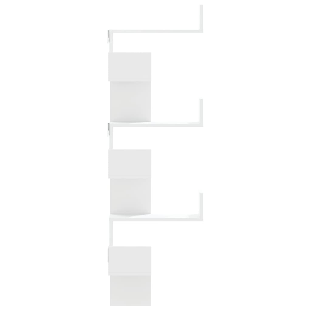 Estante parede p/ canto 36,5x36,5x140 cm deriv. madeira branco