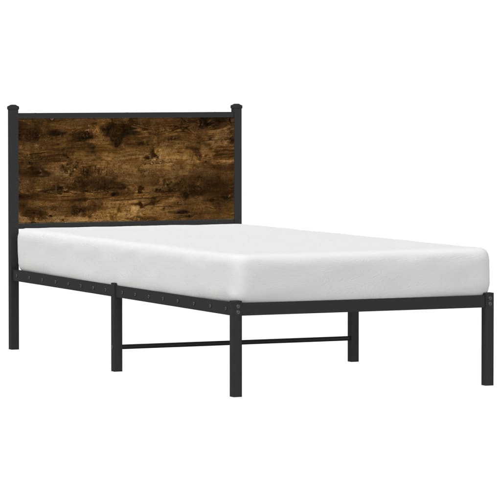Estrutura de cama sem colchão 80x200 cm metal carvalho fumado