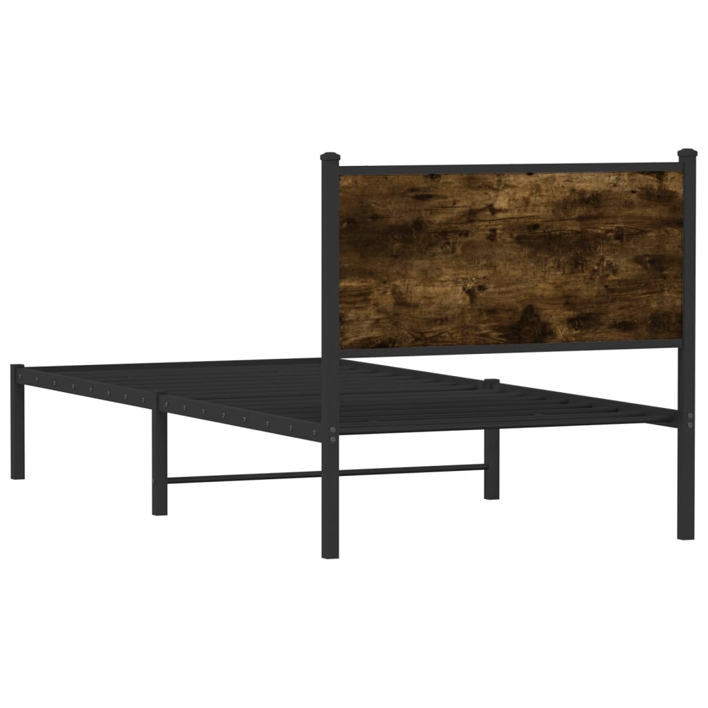 Estrutura de cama sem colchão 80x200 cm metal carvalho fumado
