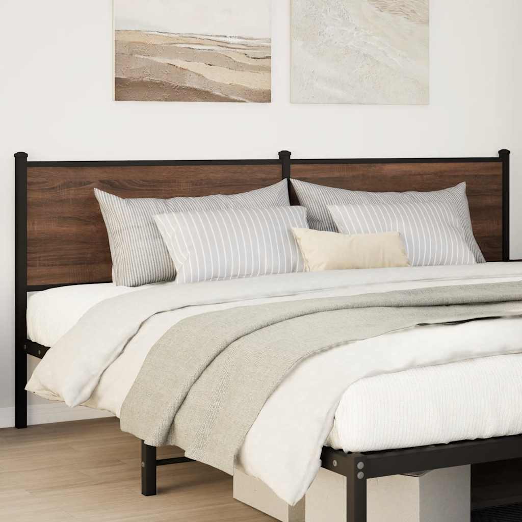 Cabeceira de cama 190cm derivados madeira/aço carvalho castanho