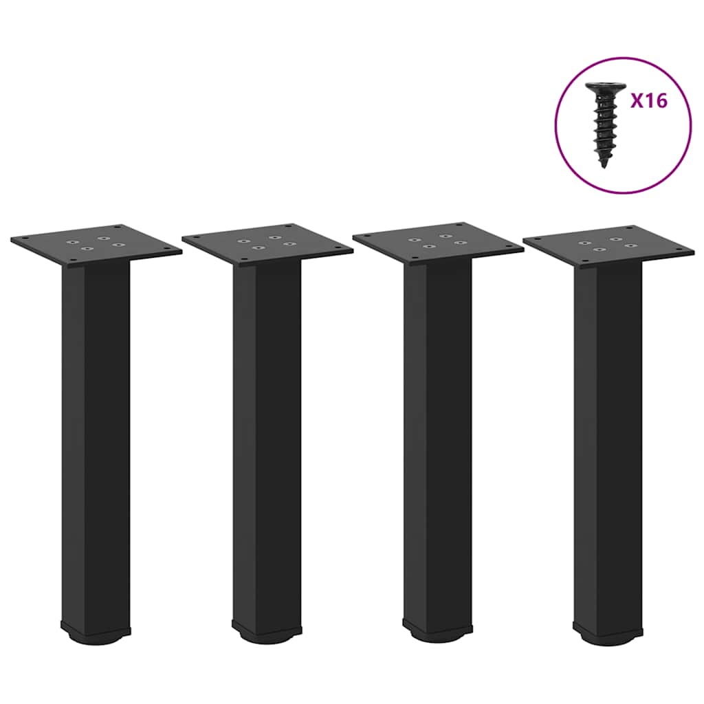 Pés para mesa de centro 4 peças, preto, 42-44 cm, aço