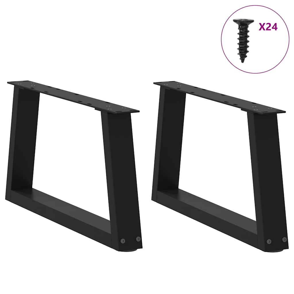 Pés para mesa de centro em V, 2 peças, preto, 60x(30-31,3) cm, aço