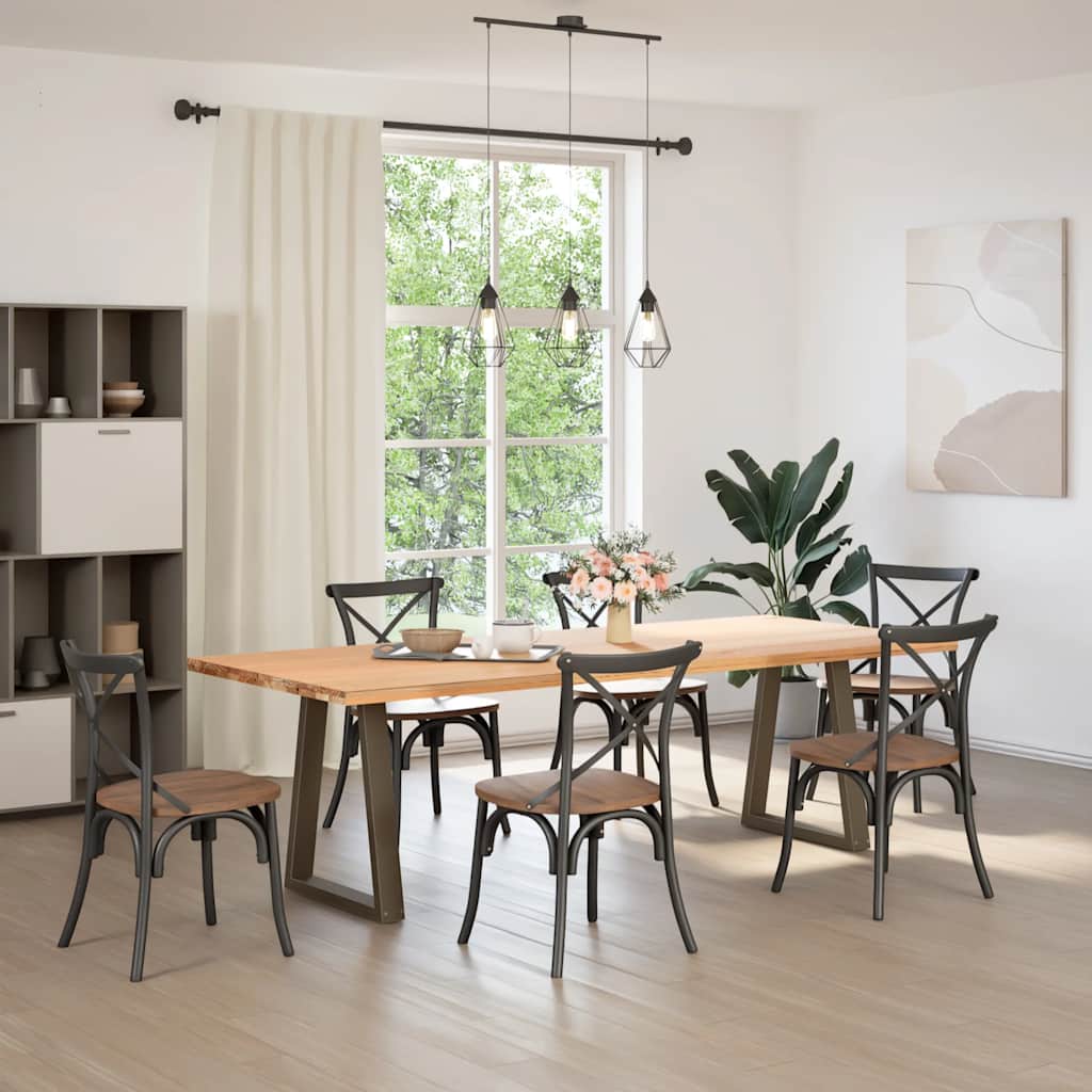 Pés para mesa de jantar em formato de V, 2 peças, aço natural, 50x(72-73,3) cm, aço