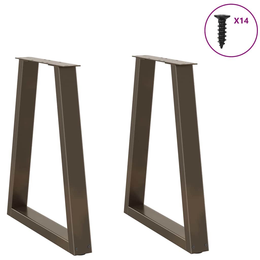 Pés para mesa de jantar em formato de V, 2 peças, aço natural, 50x(72-73,3) cm, aço