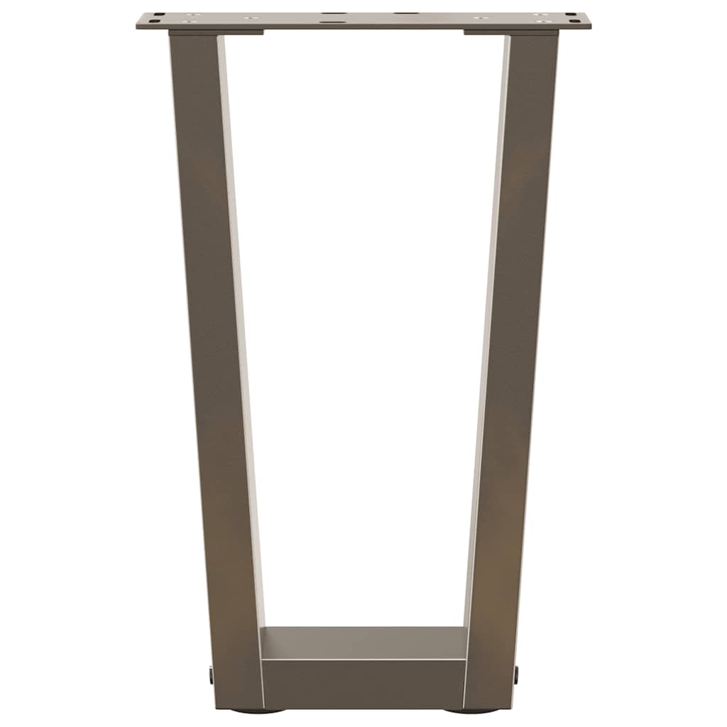 Pés para mesa de centro em formato de V, 2 peças, aço natural, 38 x (42-43,3) cm, aço
