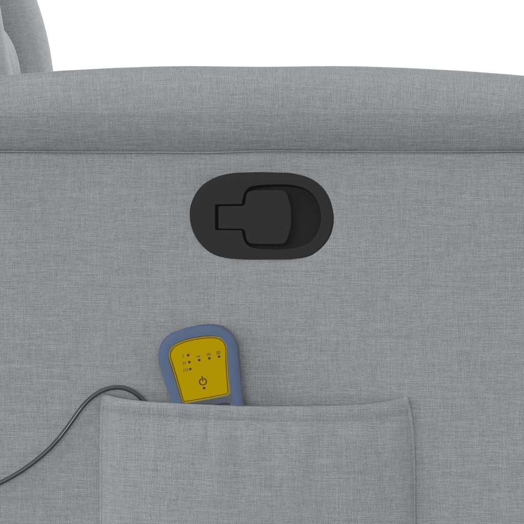 Poltrona reclinável massagens tecido cinzento-claro