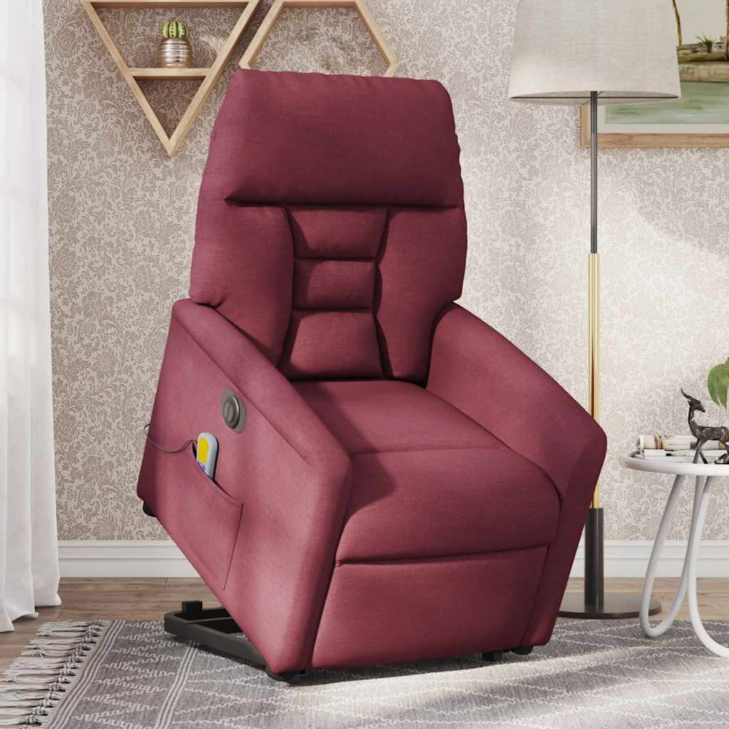 Poltrona elevatória de massagens elétrica tecido vermelho tinto