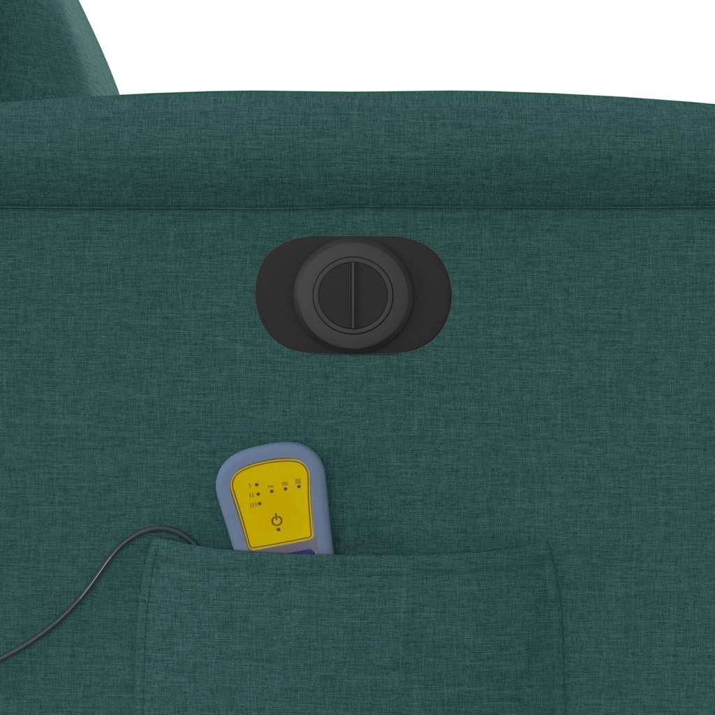 Poltrona reclinável de massagens elétrica tecido verde-escuro