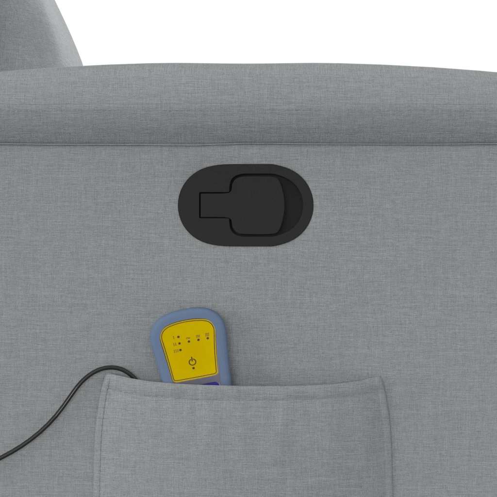 Poltrona reclinável massagens tecido cinzento-claro