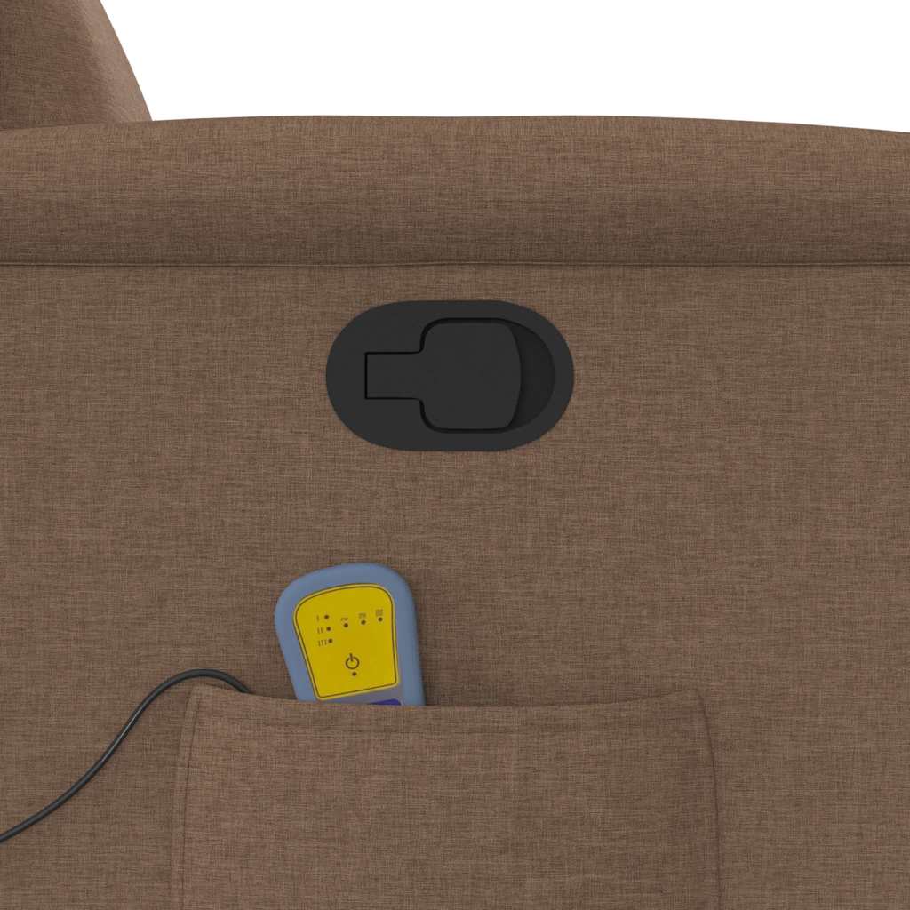 Poltrona reclinável massagens tecido castanho