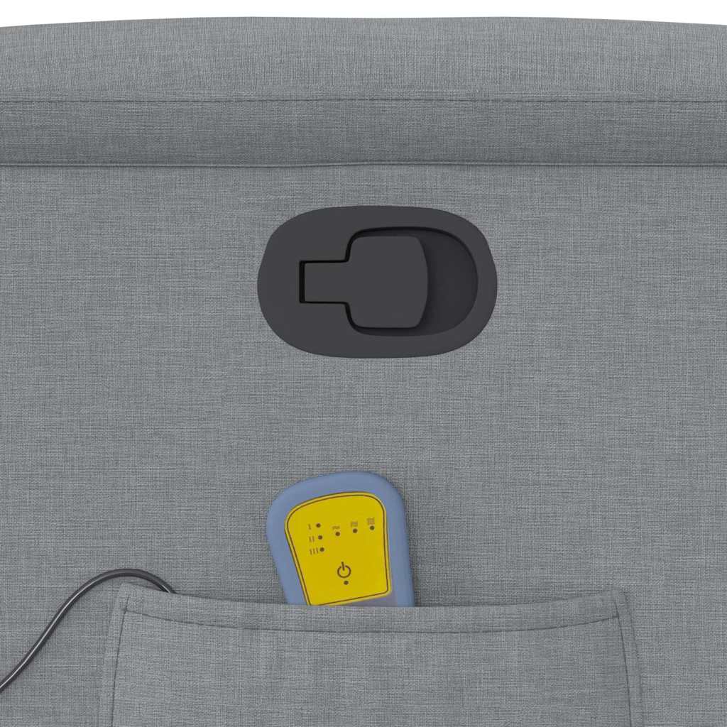 Poltrona reclinável massagens tecido cinzento-claro