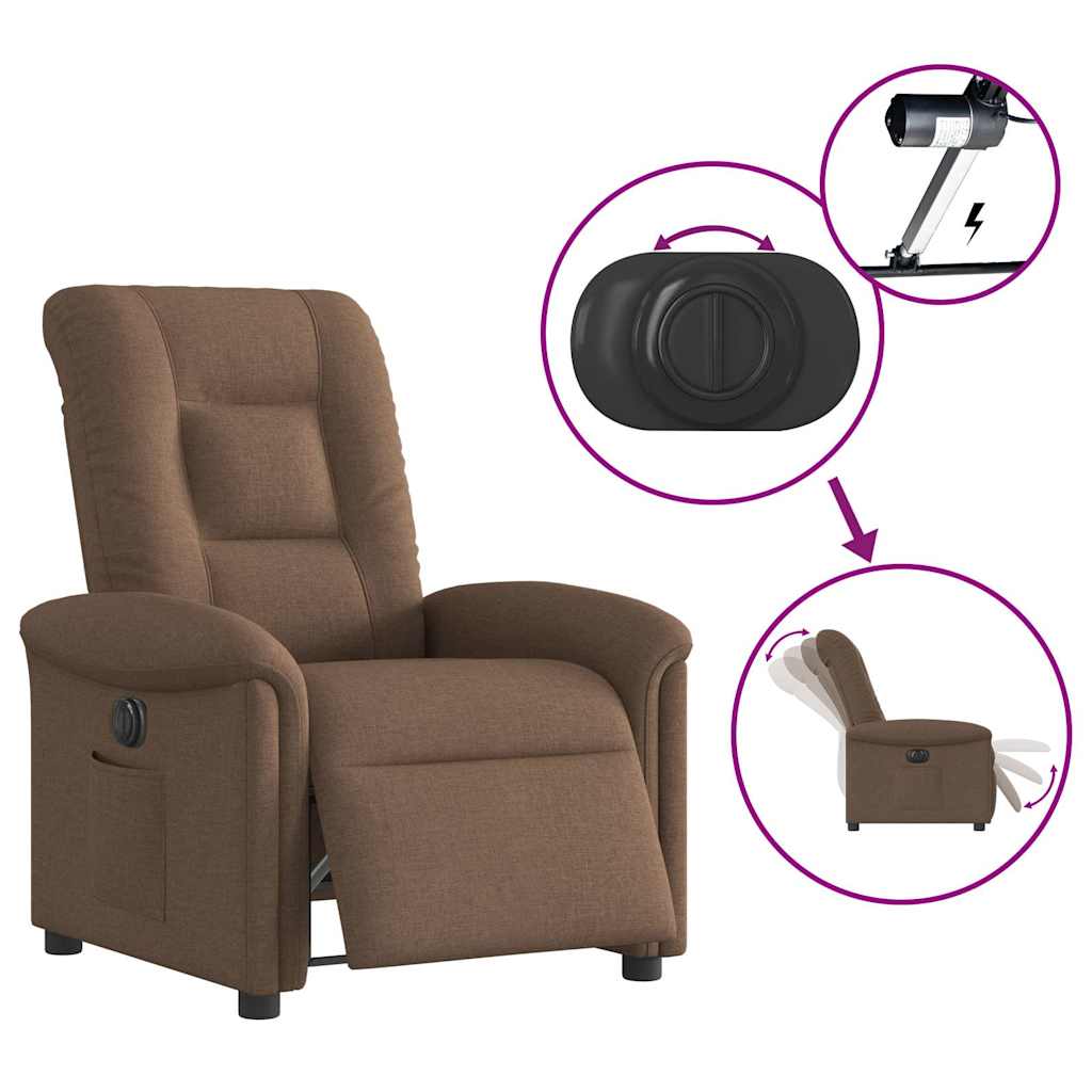 Poltrona elétrica reclinável tecido castanho