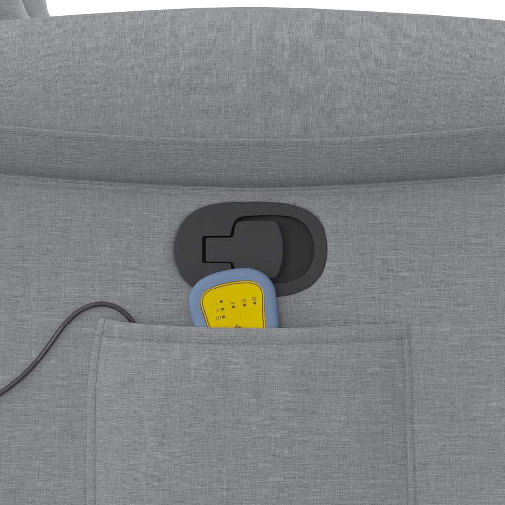 Poltrona reclinável massagens tecido cinzento-claro