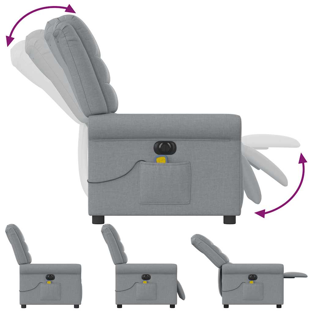 Poltrona de massagens reclinável elétrica tecido cinzento-claro